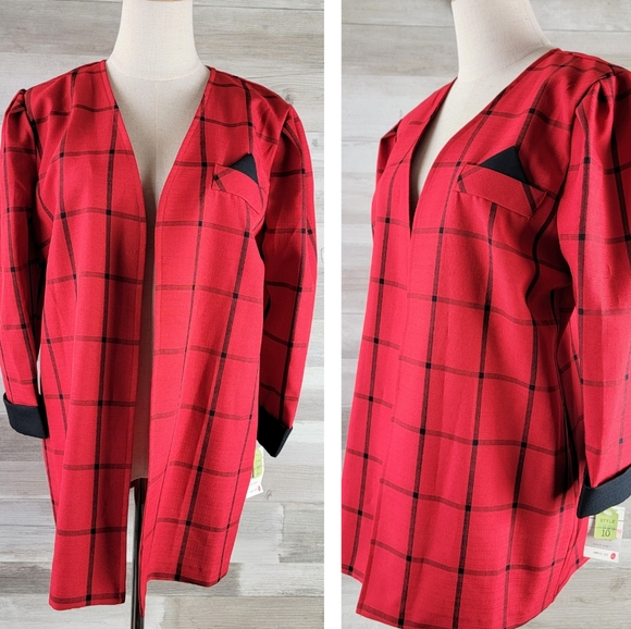 Whirlaway Frocks Jackets & Blazers - Vintage Whirlaway Frocks Open Plaid Blazer Women's Size 10P USA Made NWT